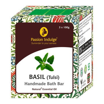 Handmade Bath Bar Basil Soap - pack of 3- each 100gm | Natural & Vegan | Aromatherapy | Peta Certified( Pack of 3 ) - passionindulge