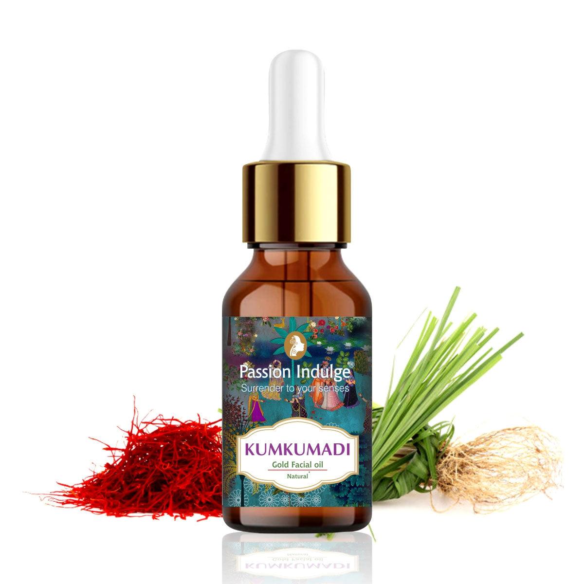 Kumkumadi Pure & Natural Miracle Facial Oil 10ml For Glowing Skin with Saffron, Vetiver & 16 Herbs | Shine & Brightness | Anti Ageing | Anti Wrinkle | Reduces Dark Spots & Pigmentation for all Skin Type - passionindulge