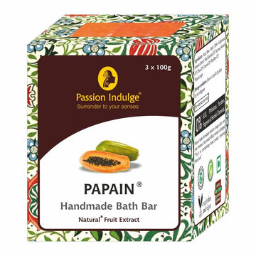 Handmade Bath Bar Soap Papain - each 100gm | Natural & Vegan | Aromatherapy | Peta Certified( Pack of 3 )