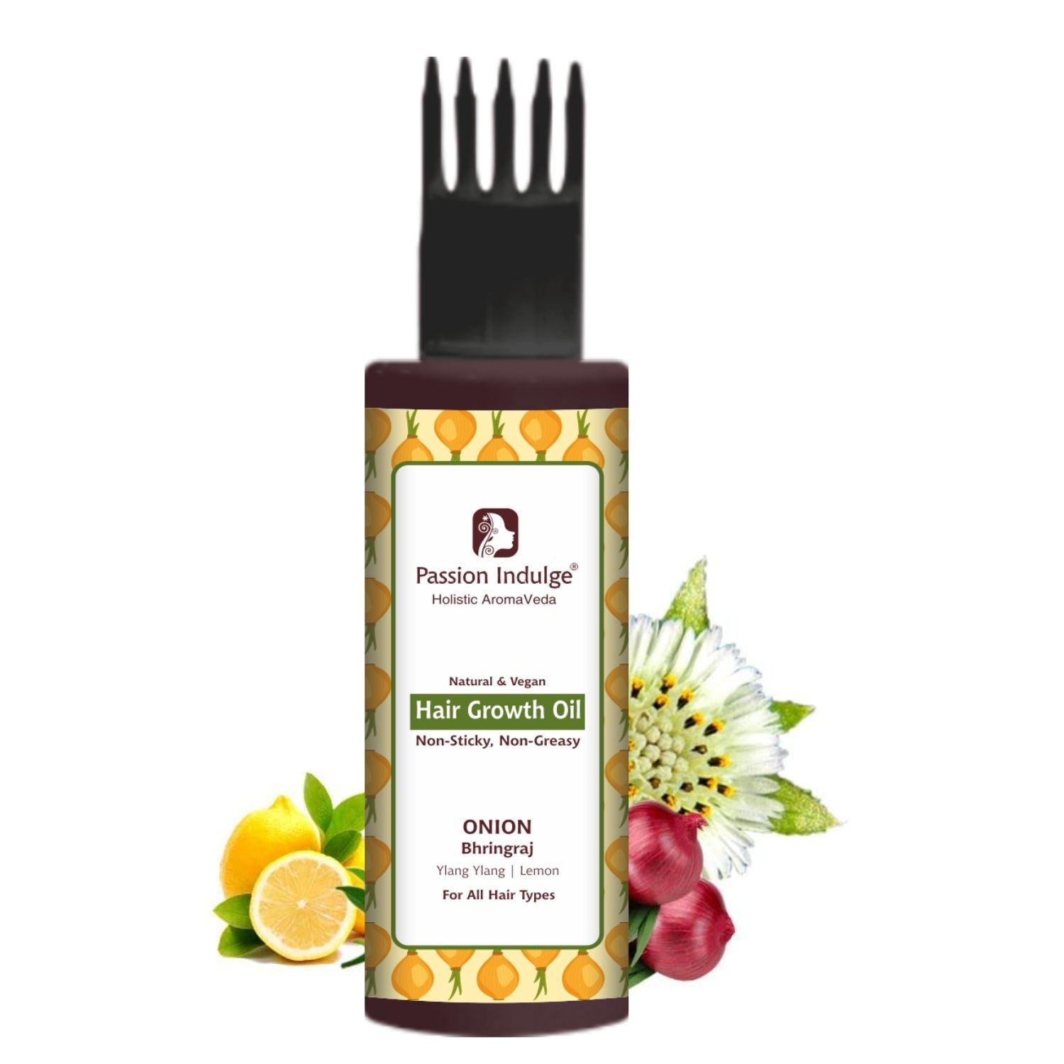 Onion and Bhringraj Hair Oil for hair fall and hair growth -with Bhringraj, Ylang Ylang, Onion, Lemon Oil Extract | Hair Oil | All Hair Type-100ml - passionindulge