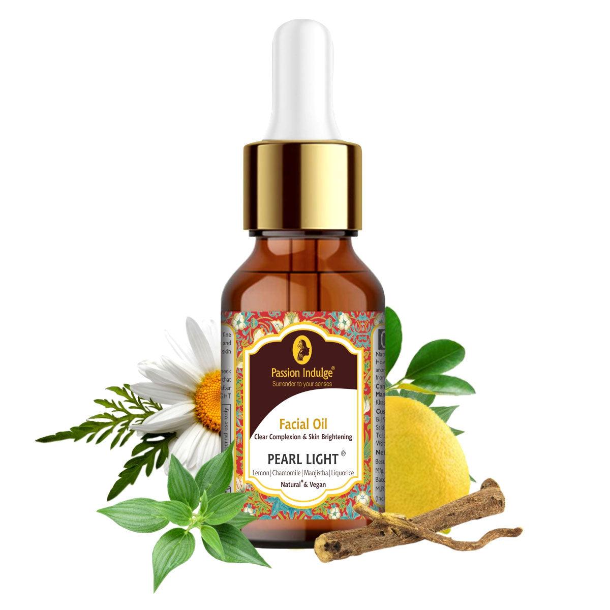 Pearl Light Facial Oil 10ml For Spot Reduction | Skin Brightening & lightening | Clear Complexion | Natural & Vegan | Ayurvedic | All Skin Type - passionindulge