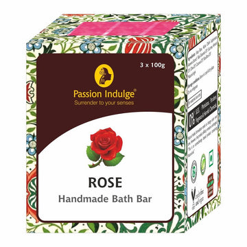 Handmade Bath Bar Soap Rose - each 100gm | Natural & Vegan | Aromatherapy | Peta Certified ( Pack of 3 ) - passionindulge