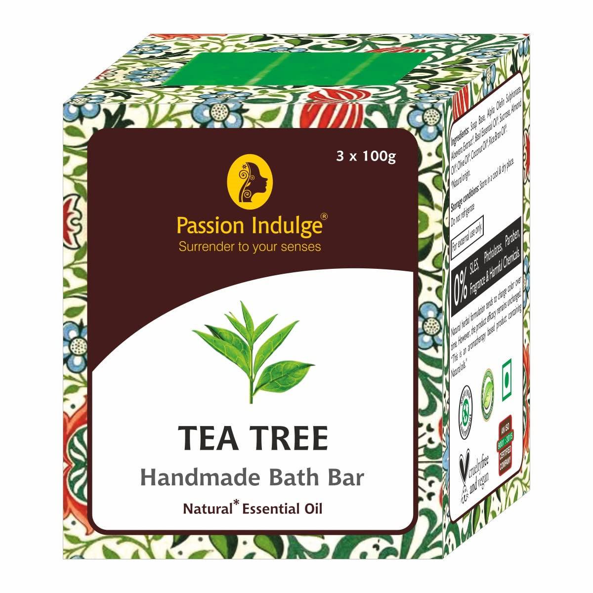 Handmade Bath Bar Soap Tea Tree - each 100gm | Natural & Vegan | Aromatherapy | Peta Certified(Pack of 3)
